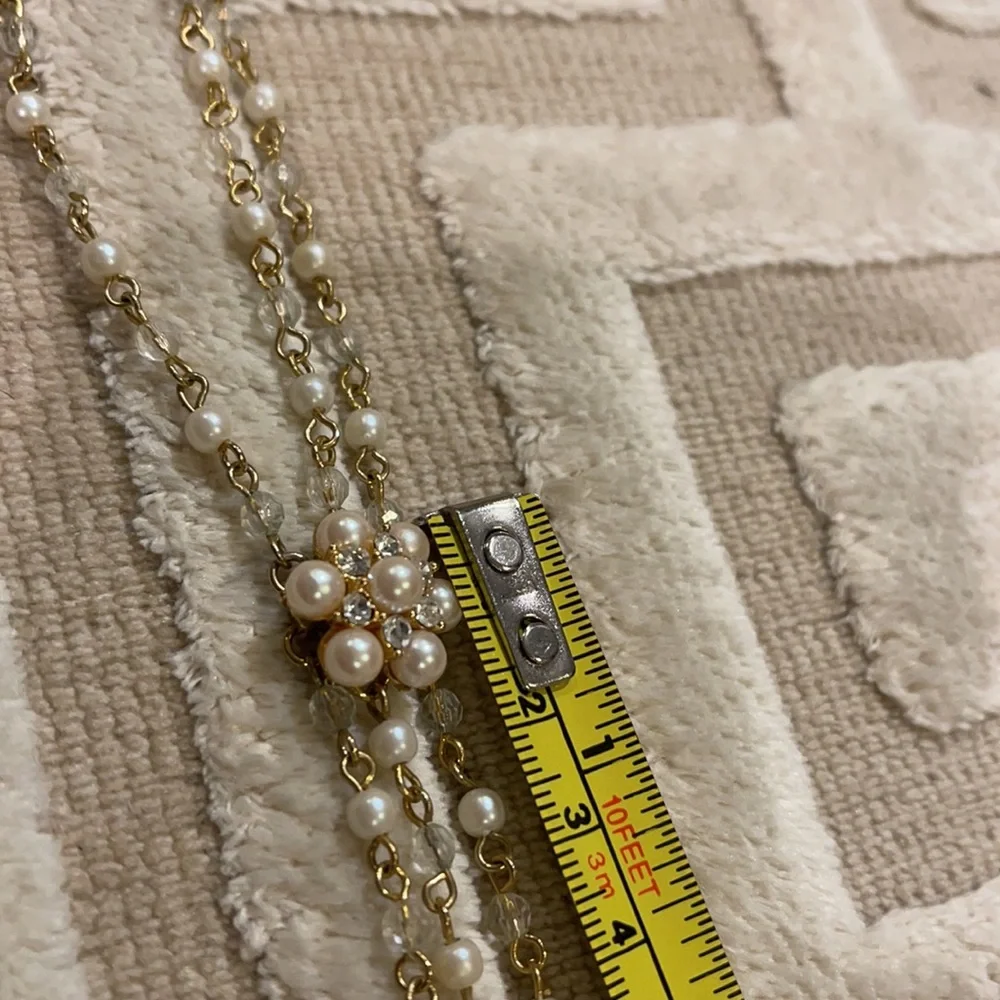 Delicate multi chain gold and pearl choker necklace